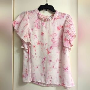 Nine West Speckled Pink Semi-sheer Blouse
